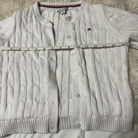 Tommy Hilfiger Girls White Cable Knit Sweater - Picture 3 of 4